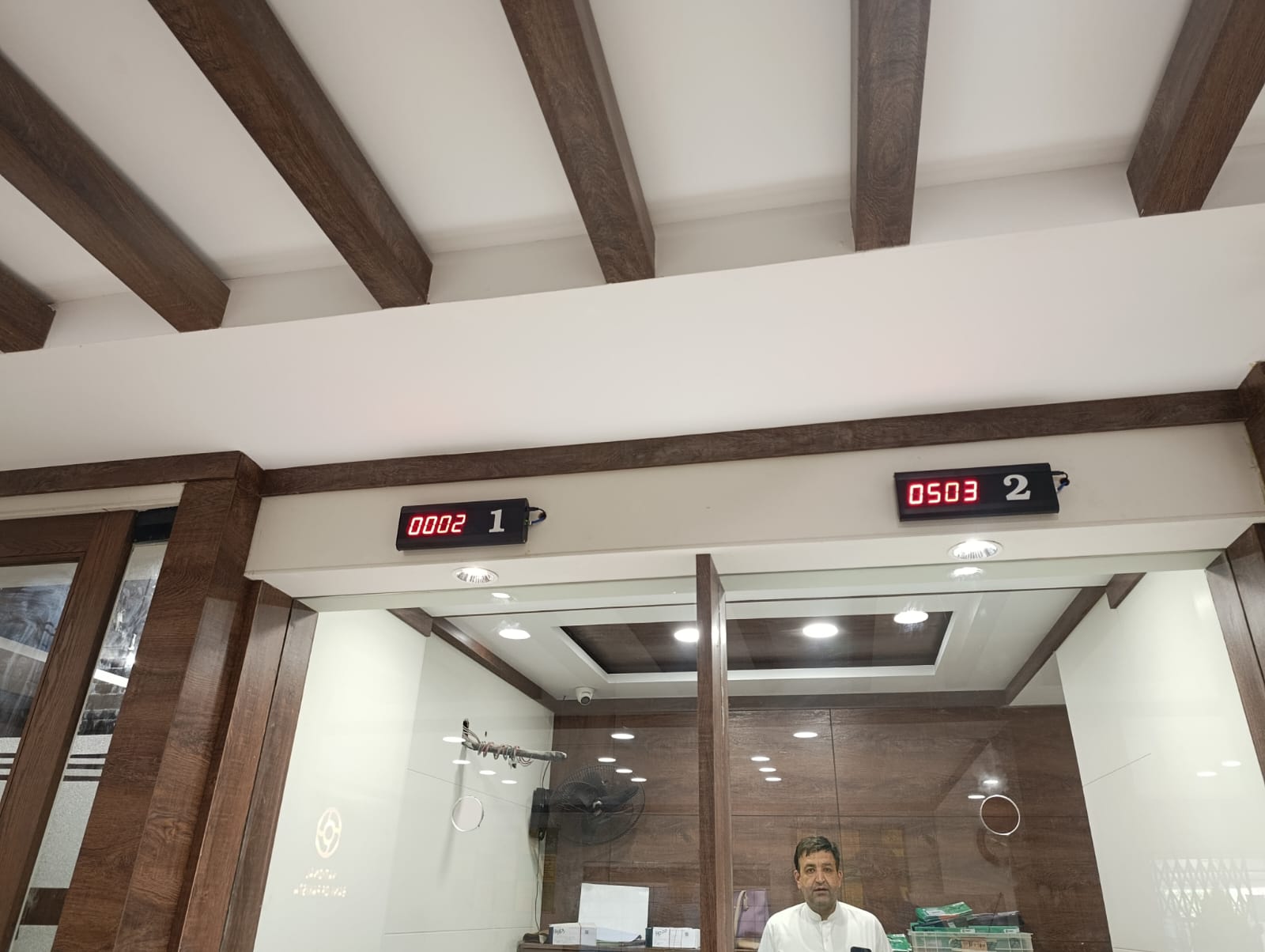 Bank branch — counter displays